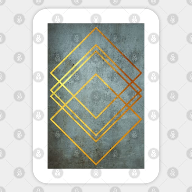 Geometric Art Marble Design With Golden Lines Sticker by OurSimpleArts